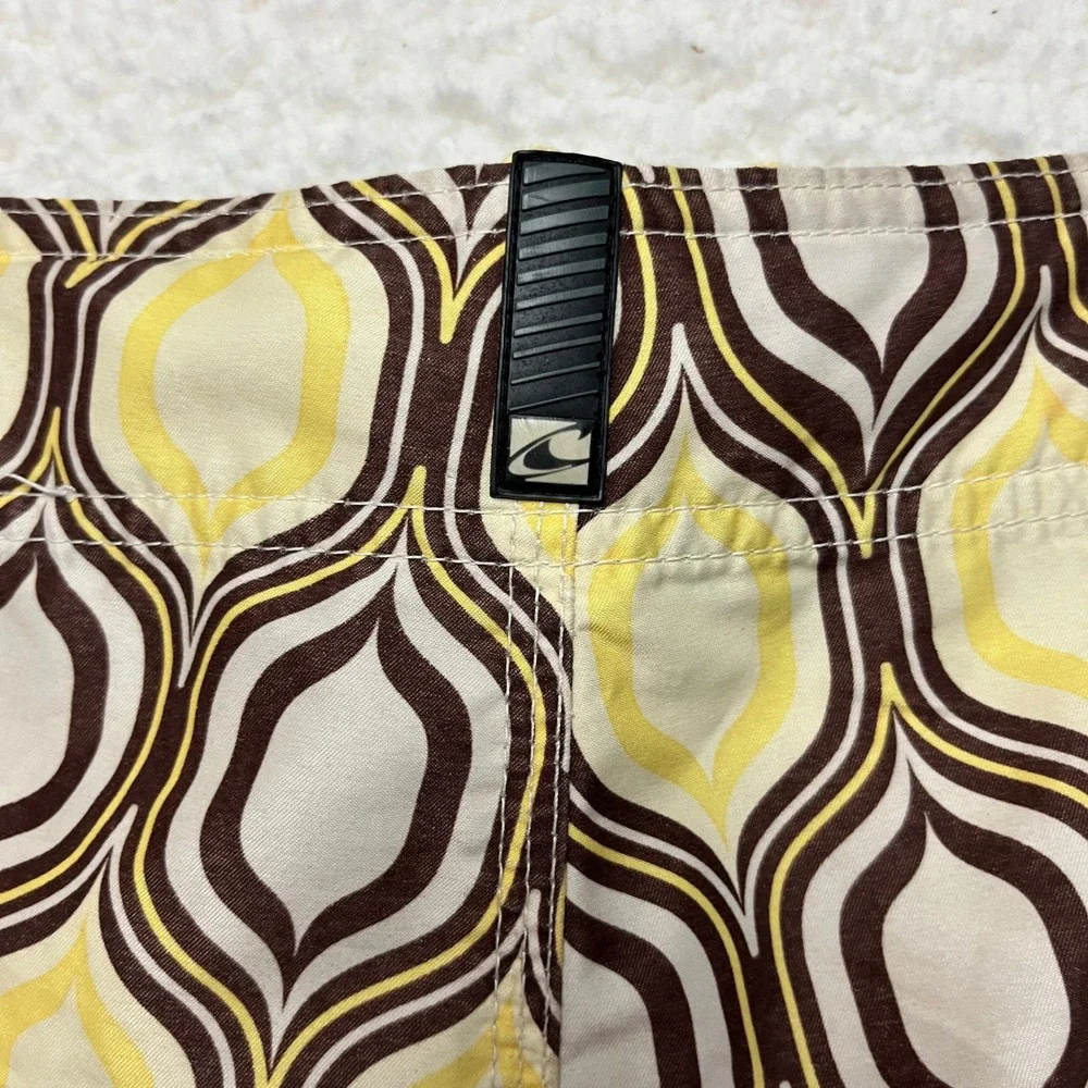 O'Neill Board Shorts‎ Mens 36/38 Yellow Brown Geometric Psychedelic Swim Trunks